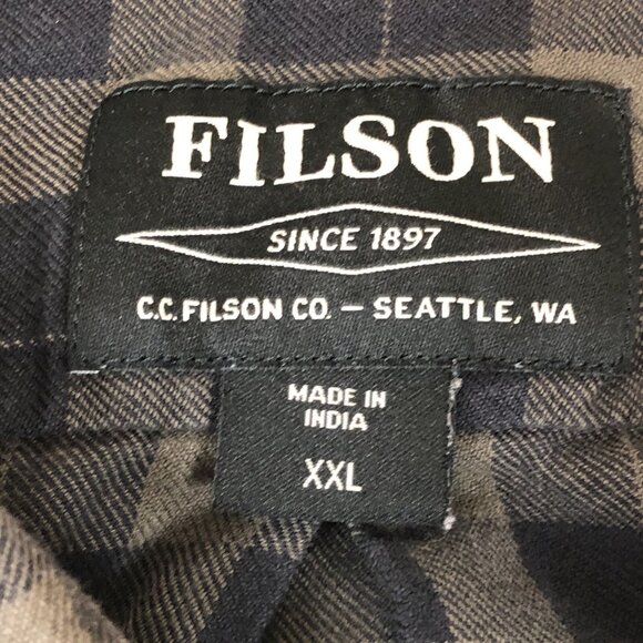 Filson Plaid Lightweight Alaskan Guide Shirt Black Charcoal Size XXL 10743 - Picture 6 of 11